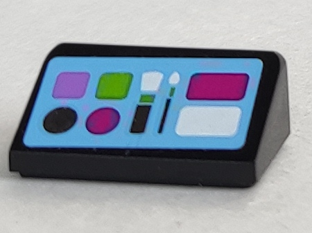 Slope 30 1 x 2 x 2/3 with Paintbox and Makeup Brushes on Bright Light Blue Background Pattern #2 (Sticker) - Set 41058