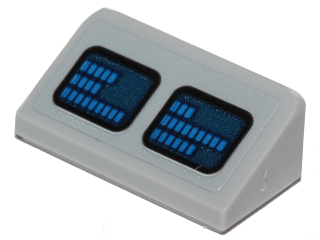 Slope 30 1 x 2 x 2/3 with 2 Dark Blue Rounded Squares with Blue Equalizer Bars (SW Droid Scanner) Pattern (Sticker) - Set 75205