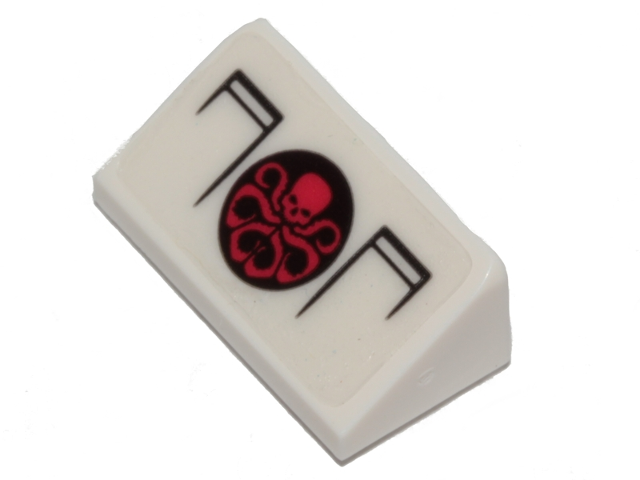 Slope 30 1 x 2 x 2/3 with Red Hydra Logo in Black Circle Pattern (Sticker) - Set 5003084