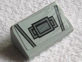 Slope 30 1 x 2 x 2/3 with Dark Bluish Gray Panel and Two Dark Bluish Gray Stripes Pattern (Sticker) - Set 75095