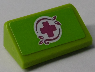 Slope 30 1 x 2 x 2/3 with Magenta Cross with Magenta Border Pattern (Sticker) - Set 41038