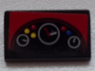 Slope 30 1 x 2 x 2/3 with 3 Gauges and Blue, Red and Yellow Buttons Pattern (Sticker) - Set 75876