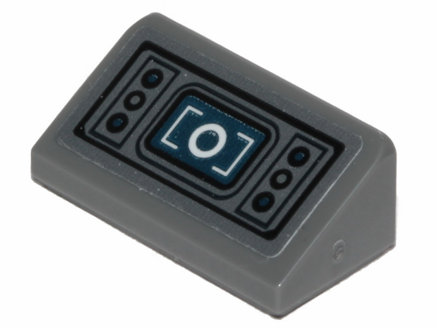 Slope 30 1 x 2 x 2/3 with Dark Blue Monitor and Six Buttons Pattern (Sticker) - Set 75262