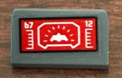 Slope 30 1 x 2 x 2/3 with Red Target Screen with '67' and '12' Pattern (Sticker) - Set 76127