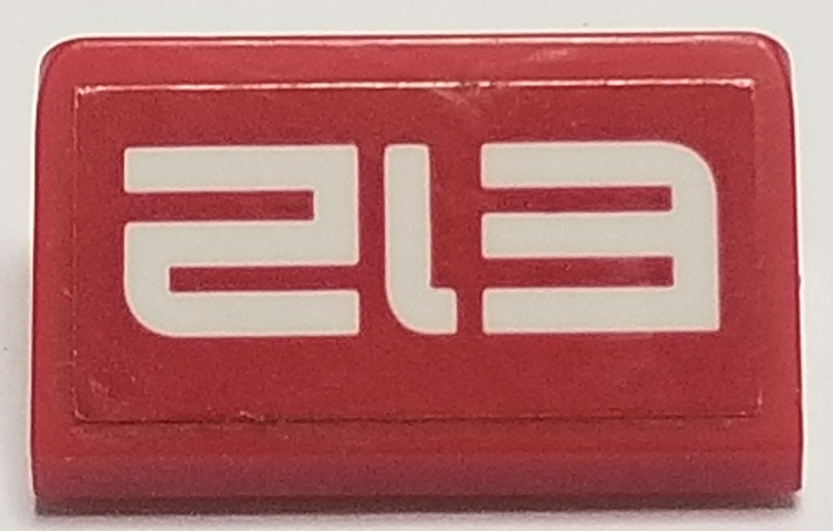 Slope 30 1 x 2 x 2/3 with White 'E12' on Red Background Pattern (Sticker) - Set 70615