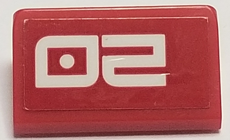 Slope 30 1 x 2 x 2/3 with White '20' on Red Background Pattern (Sticker) - Set 70615