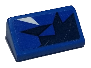 Slope 30 1 x 2 x 2/3 with Dark Blue and White Abstract Triangular Shapes on Blue Background Pattern Model Left Side (Sticker) - Set 75885