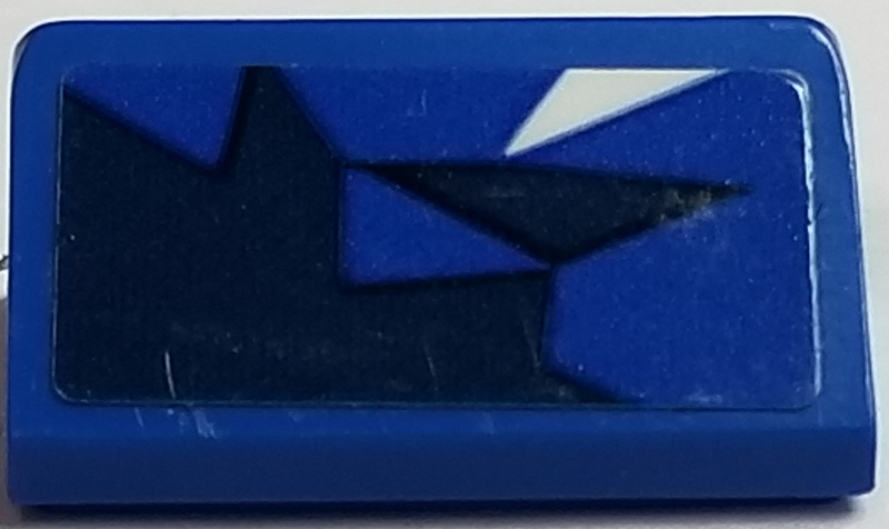 Slope 30 1 x 2 x 2/3 with Dark Blue and White Abstract Triangular Shapes on Blue Background Pattern Model Right Side (Sticker) - Set 75885