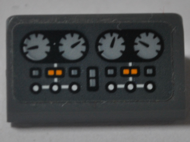 Slope 30 1 x 2 x 2/3 with Four Light Bluish Gray Gauges and Buttons Pattern (Sticker) - Set 76067