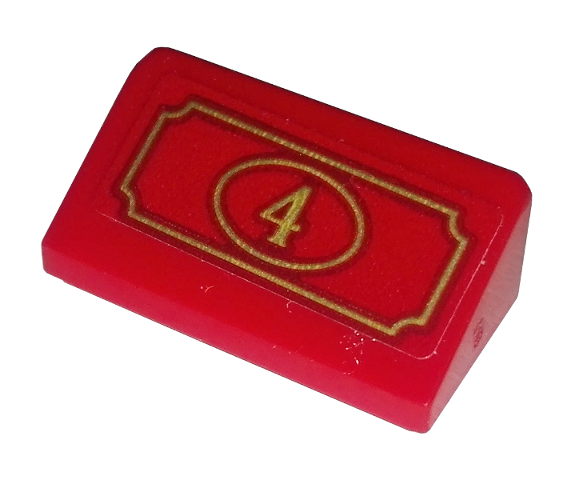 Slope 30 1 x 2 x 2/3 with Gold Number 4 and Oval Pattern (Sticker) - Set 10263