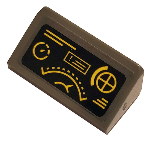 Slope 30 1 x 2 x 2/3 with Yellow Gauges on Black Background Pattern (Sticker) - Set 76120