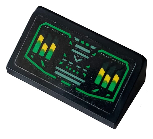Slope 30 1 x 2 x 2/3 with Control Panel with Green and Yellow Bars Pattern (Sticker) - Set 70612