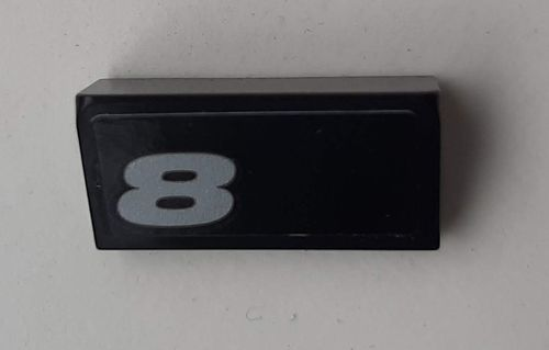 Slope 30 1 x 2 x 2/3 with Silver '8' Pattern (Sticker) - Set 42078