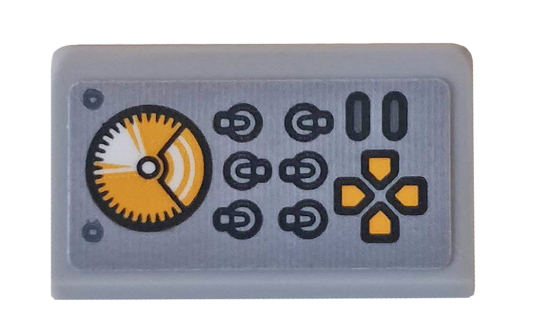 Slope 30 1 x 2 x 2/3 with Bright Light Orange Sonar, Switches and Buttons Pattern (Sticker) - Set 76162