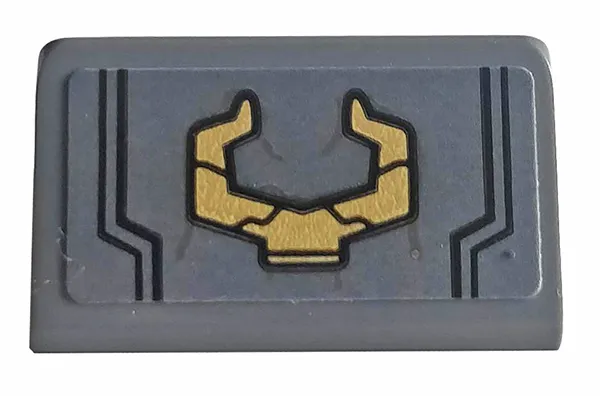 Slope 30 1 x 2 x 2/3 with Gold Horns Pattern (Sticker) - Set 76107