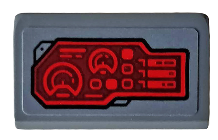 Slope 30 1 x 2 x 2/3 with Red Control Panel, Sight and Radar Pattern Model Left Side (Sticker) - Set 76159