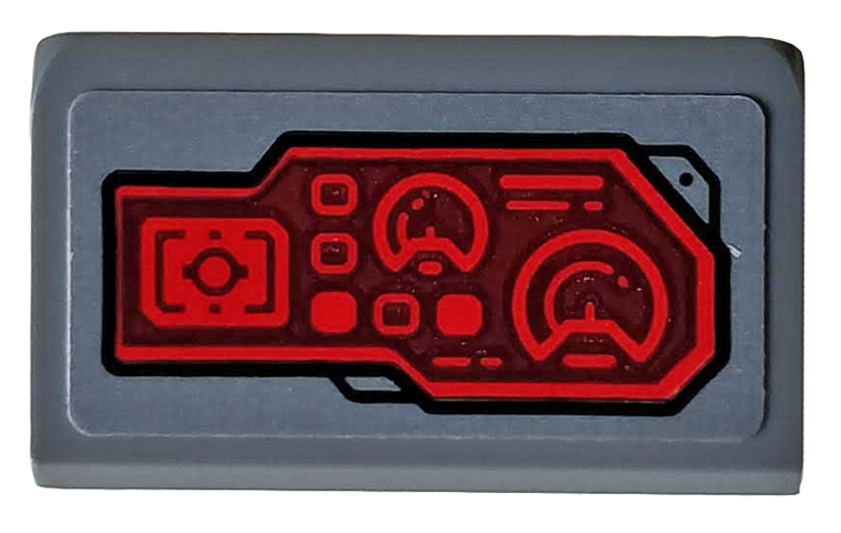 Slope 30 1 x 2 x 2/3 with Red Control Panel, Sight and Radar Pattern Model Right Side (Sticker) - Set 76159