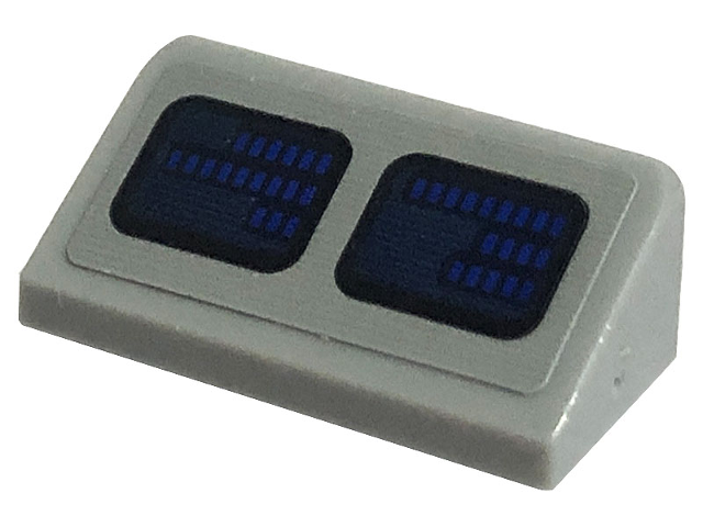 Slope 30 1 x 2 x 2/3 with 2 Dark Blue Rounded Squares with Blue Equalizer Bars (SW Droid Scanner) Pattern (Sticker) - Set 75290