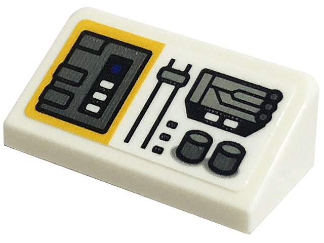 Slope 30 1 x 2 x 2/3 with Yellow and White Control Panel Pattern (Sticker) - Set 75290