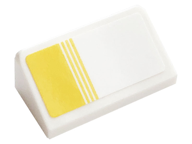 Slope 30 1 x 2 x 2/3 with Yellow Stripes Pattern Model Left Side (Sticker) - Set 76897