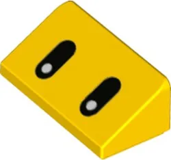 Slope 30 1 x 2 x 2/3 with Black Elongated Eyes with White Pupils Pattern (Super Mario Para-Beetle)