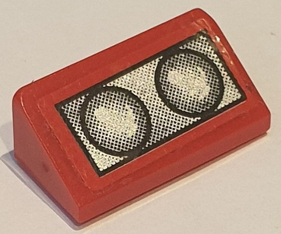 Slope 30 1 x 2 x 2/3 with 2 Silver Headlights on Red Background Pattern (Sticker) - Set 10248