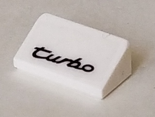 Slope 30 1 x 2 x 2/3 with Black 'TURBO' on White Background Pattern (Sticker) - Set 75895