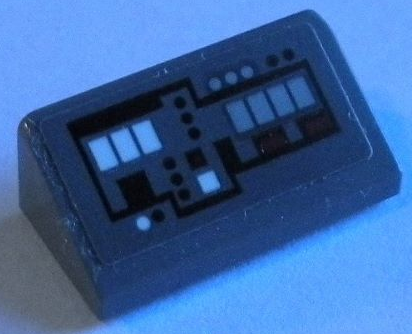 Slope 30 1 x 2 x 2/3 with Control Panel with Black, Dark Red and White Buttons Pattern (Sticker) - Set 75234