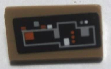 Slope 30 1 x 2 x 2/3 with SW Control Panel with Dark Orange, Light Bluish Gray and White Dots and Squares Pattern (Sticker) - Set 75059