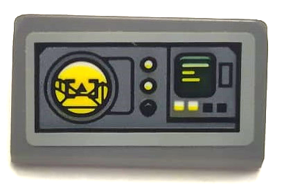 Slope 30 1 x 2 x 2/3 with Control Panel with Buttons, Yellow Radar Screen, and Dark Green Readout Pattern (Sticker) - Set 75150