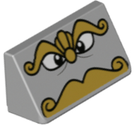 Slope 30 1 x 2 x 2/3 with Gold Eyebrows, Nose and Beard, Black and White Eyes, Dark Bluish Gray Contours Pattern (Chef Bouche Face)