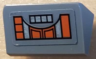 Slope 30 1 x 2 x 2/3 with Control Screen with Silver and Orange Squares and Rounded Rectangles Pattern (Sticker) - Set 70322