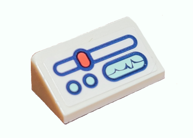 Slope 30 1 x 2 x 2/3 with Medical Monitoring Equipment, Coral Slider, Light Aqua Buttons Pattern (Sticker) - Set 41380