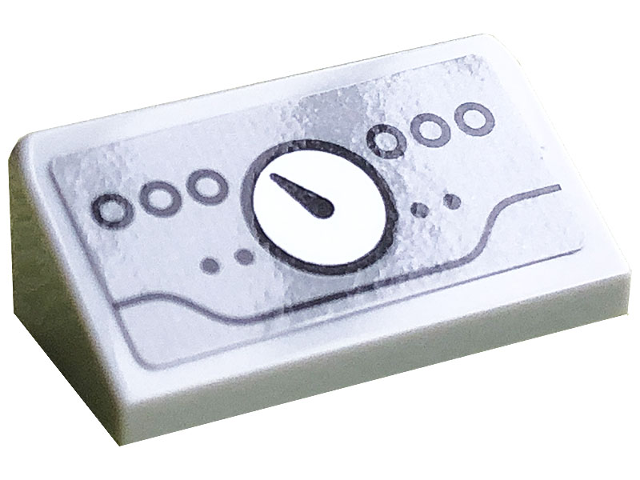 Slope 30 1 x 2 x 2/3 with White Gauge, Black Circles and Dots Pattern (Sticker) - Set 10291