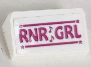 Slope 30 1 x 2 x 2/3 with Magenta 'RNR GRL', Lines, Stars, and Music Notes Pattern (Sticker) - Set 41390