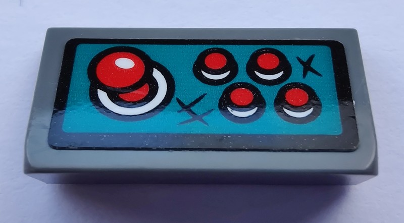 Slope 30 1 x 2 x 2/3 with 4 Red Buttons and Joystick Pattern (Sticker) - Set 80012