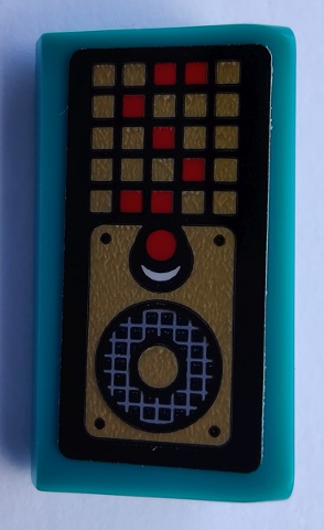 Slope 30 1 x 2 x 2/3 with Red Button, Speaker Grille and Pixelated Display with Letter S Pattern (Sticker) - Set 80012