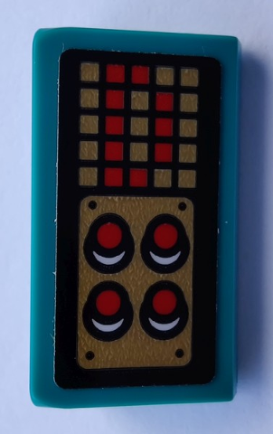 Slope 30 1 x 2 x 2/3 with 4 Red Buttons and Pixelated Display with Letter D Pattern (Sticker) - Set 80012