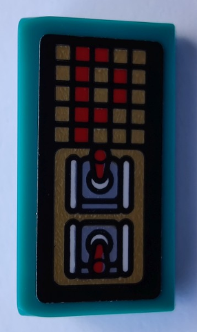 Slope 30 1 x 2 x 2/3 with 2 Red Toggle Switches and Pixelated Display with Letter P Pattern (Sticker) - Set 80012