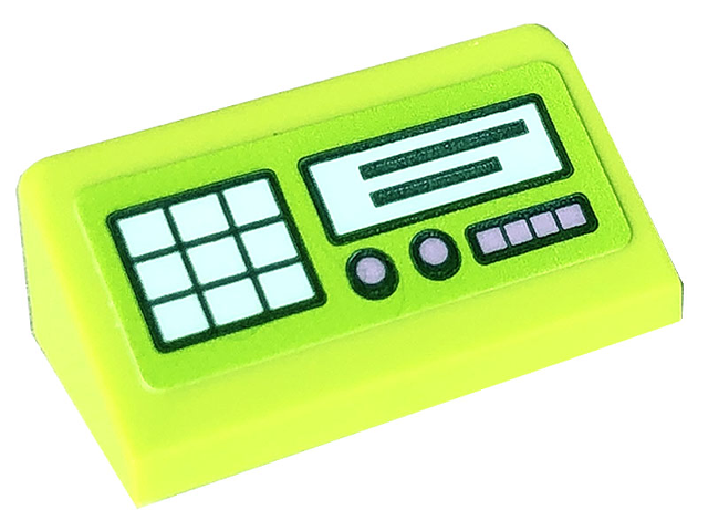 Slope 30 1 x 2 x 2/3 with Light Aqua and Lavender Buttons Pattern (Sticker) - Set 41707