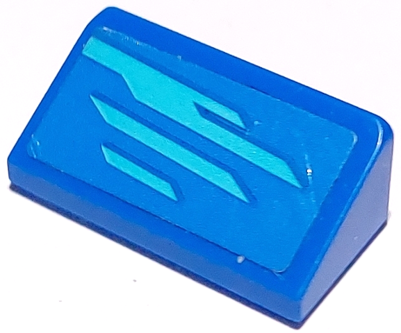 Slope 30 1 x 2 x 2/3 with Medium Azure Stripes Pattern Model Right Side (Sticker) - Set 75891