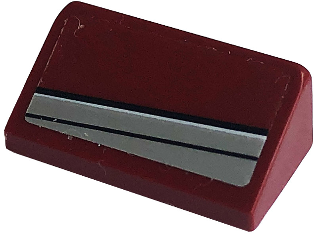 Slope 30 1 x 2 x 2/3 with Silver Stripes Pattern Model Left Side (Sticker) - Set 76903
