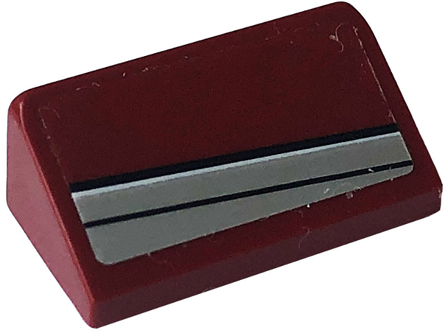 Slope 30 1 x 2 x 2/3 with Silver Stripes Pattern Model Right Side (Sticker) - Set 76903