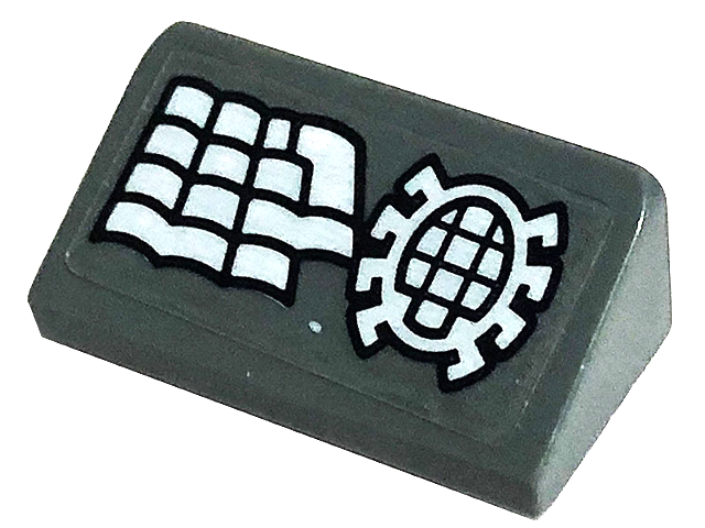 Slope 30 1 x 2 x 2/3 with Spider Web Keyboard with White Buttons Right Half Pattern (Sticker) - Set 76175