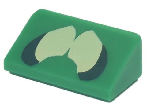 Slope 30 1 x 2 x 2/3 with Dark Green and Yellowish Green Eyes Pattern (Super Mario Garbage Can Ghost)