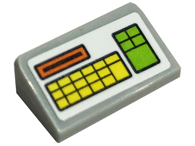 Slope 30 1 x 2 x 2/3 with Yellow Keyboard and Lime Keypad Pattern (Sticker) - Set 41701