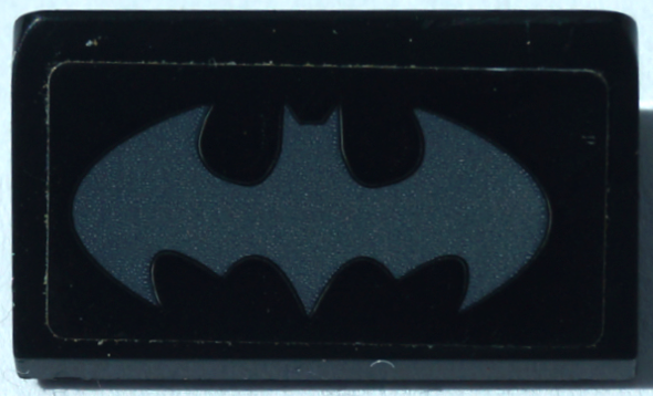 Slope 30 1 x 2 x 2/3 with Dark Bluish Gray Bat Batman Logo Pattern (Sticker) - Set 70923