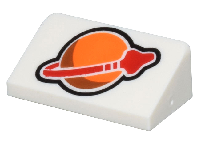 Slope 30 1 x 2 x 2/3 with Orange and Red Classic Space Logo Pattern