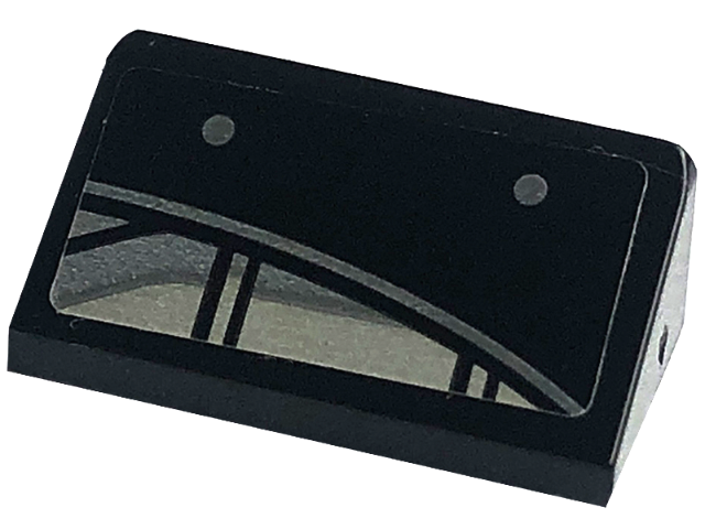 Slope 30 1 x 2 x 2/3 with Silver Dots and Engine Pattern Model Left Side (Sticker) - Set 76181