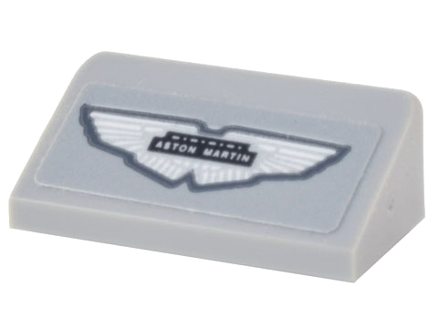 Slope 30 1 x 2 x 2/3 with Silver and Black 'ASTON MARTIN' Wings Logo Badge Pattern (Sticker) - Set 10262